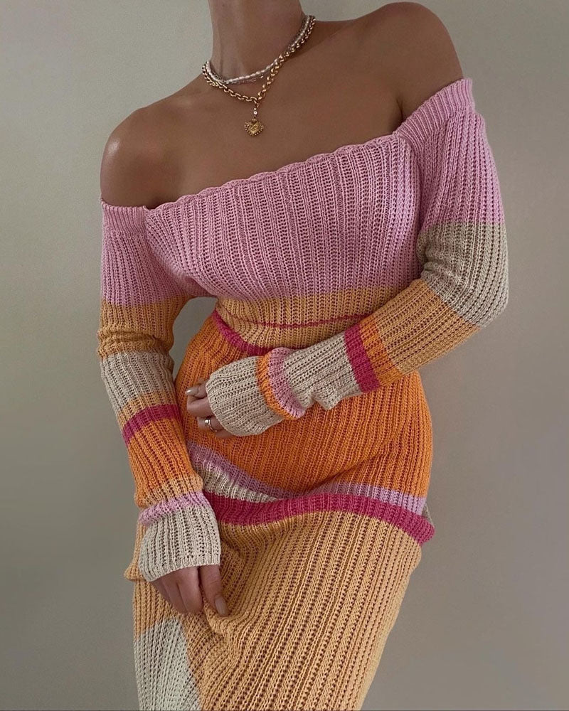 Off Shoulder Long Sleeves Dress