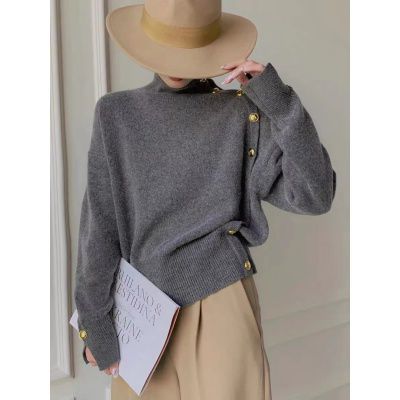 Vintage Buttoned Turtleneck Sweater
