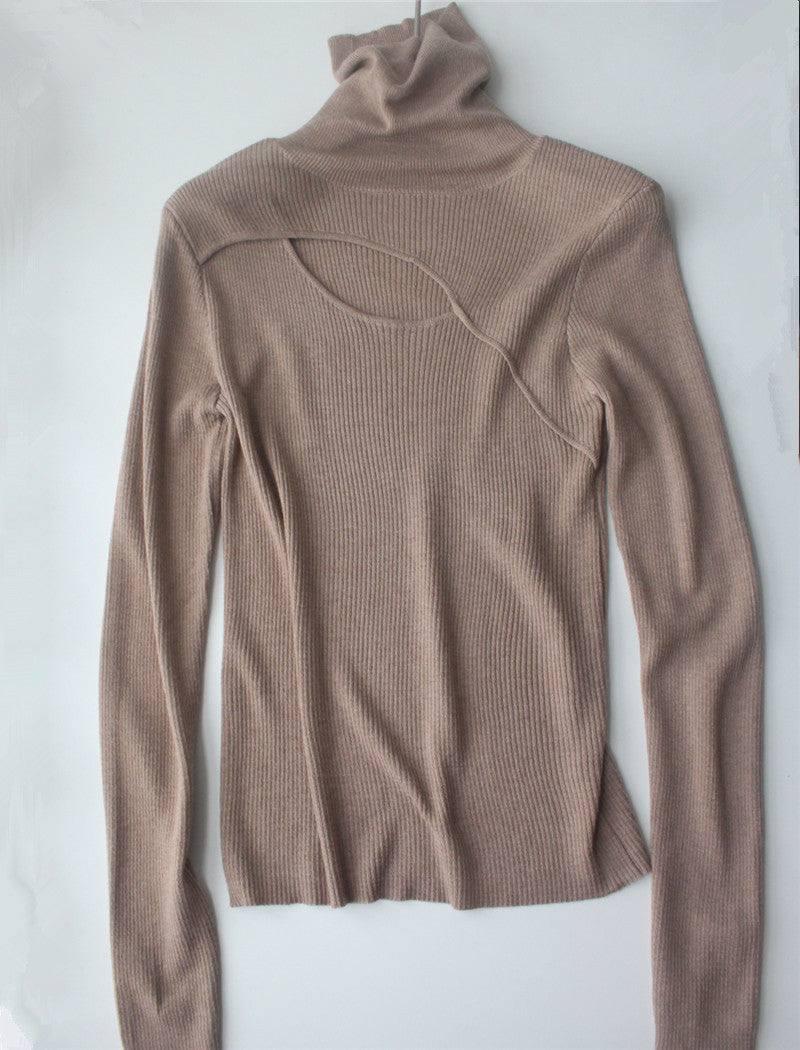 Criss Cross Turtleneck Long Sleeve Knit Top