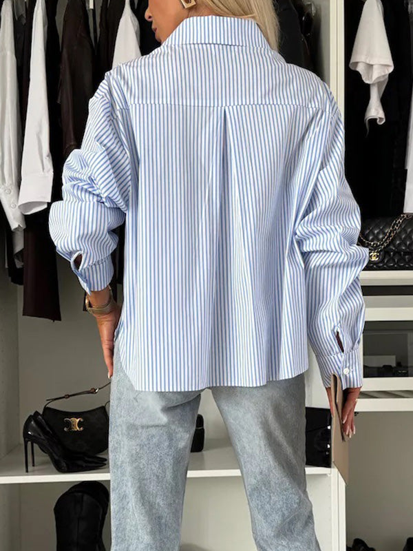 Temperament Striped Printed Shirt