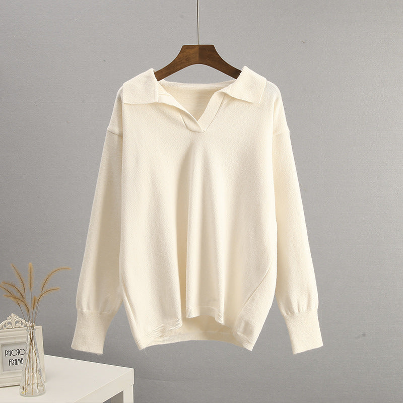 Casual Polo Collar Knitted Sweater