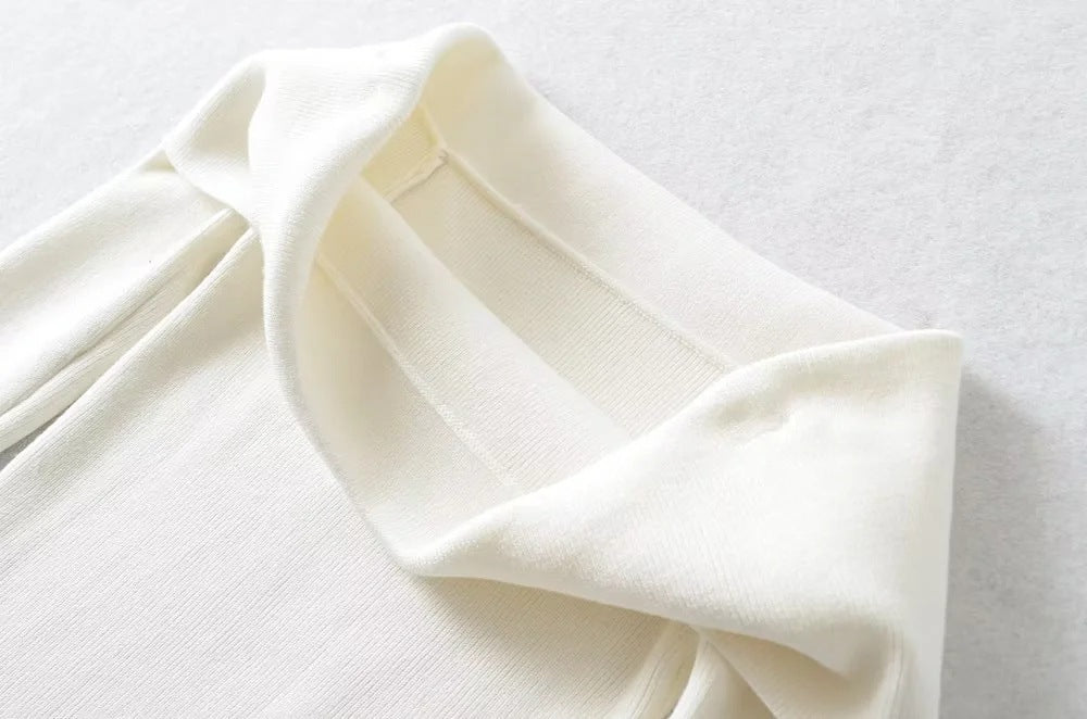 Off Shoulder Overfold Long Sleeve Knit Top
