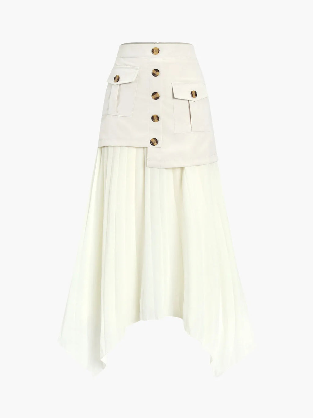 Irregular Fold Buttons Long Skirt