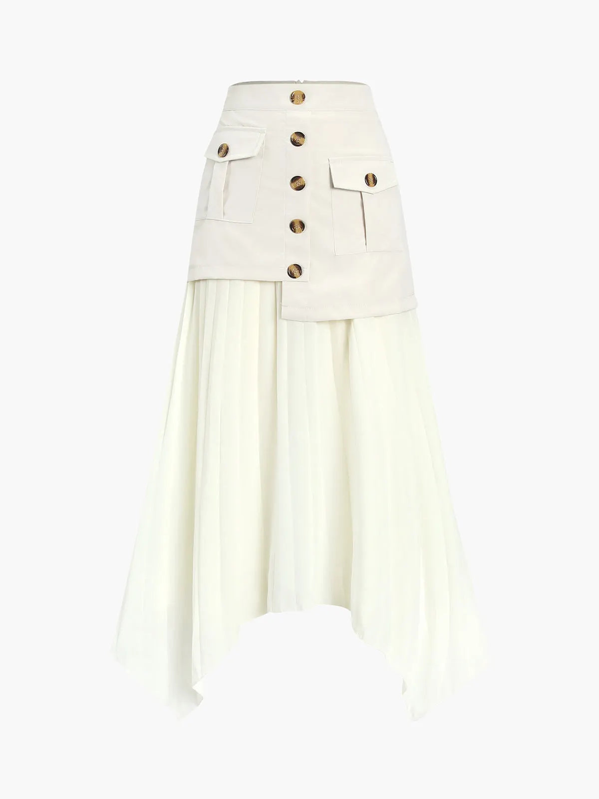 Irregular Fold Buttons Long Skirt