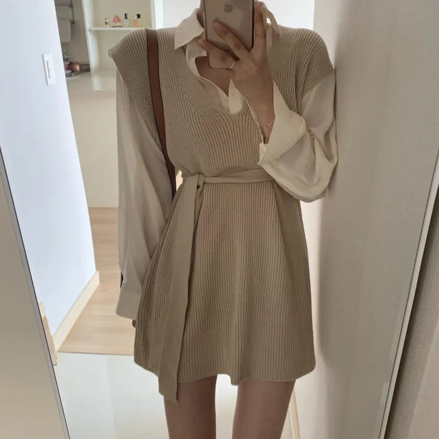 Chic V-Neck Knitted Loose Wool Vest