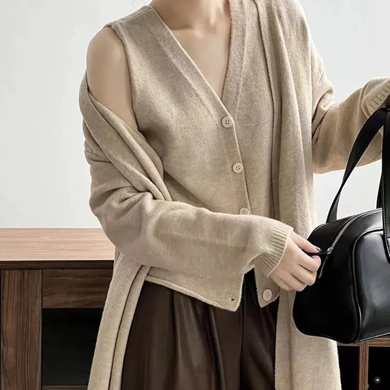 Stylish Soft Knitted Cardigan Vest Two-piece Set