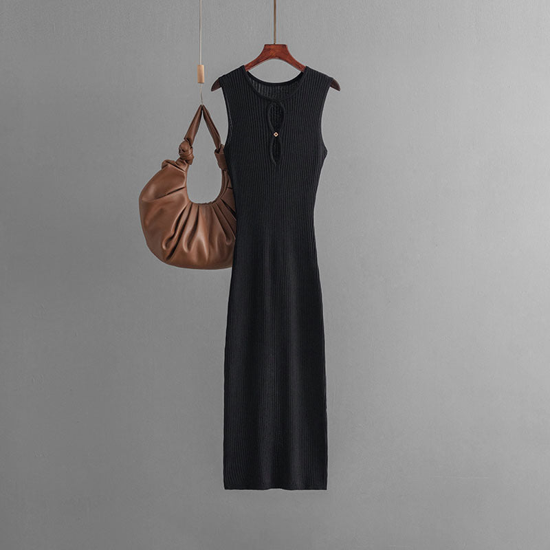 Sexy Hollow Sleeveless Round Neck Slim Fit Dress