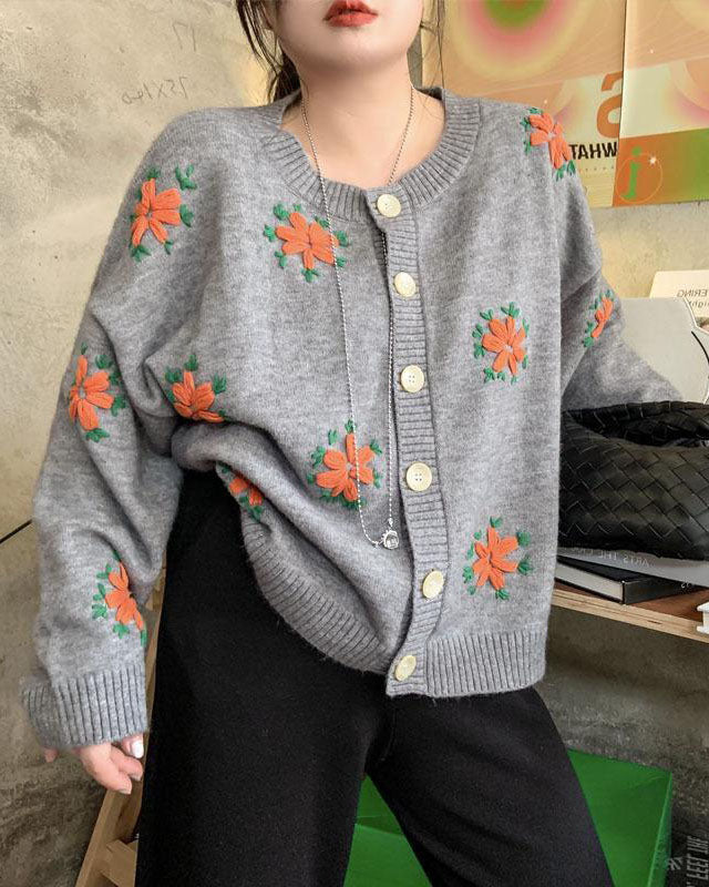 Sweet Daisy Pattern Casual Cardigan