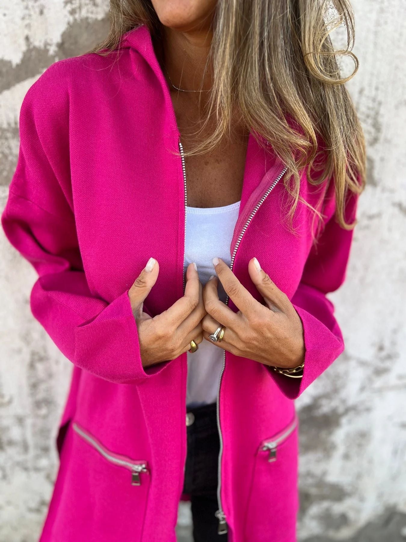 Casual Zipper and Long Hooded Coat