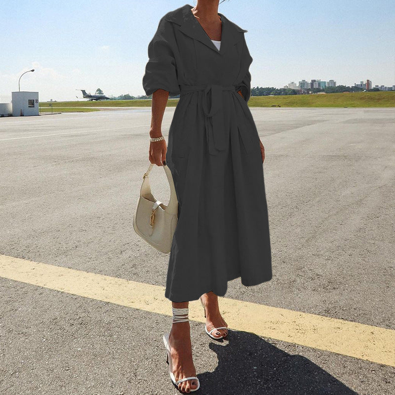 Stylish Elegant Solid Color Trench Coat