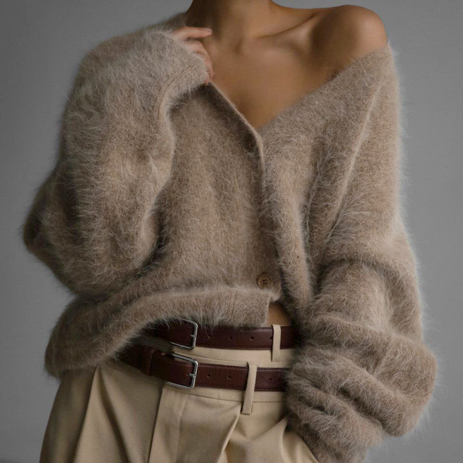Stylish Loose Solid Color Cardigan Sweater