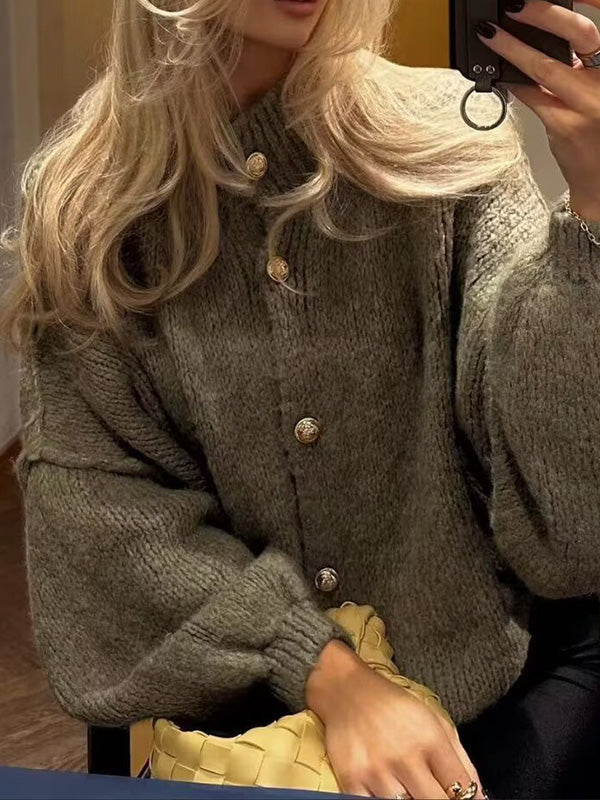 Stylish Solid Color Casual Bat-Sleeved Sweater Jacket