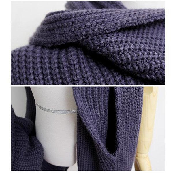 Women Unisex Winter Thick Warm Knitted Scarf With Sleeves Long Soft Wraps Scarves Novelty