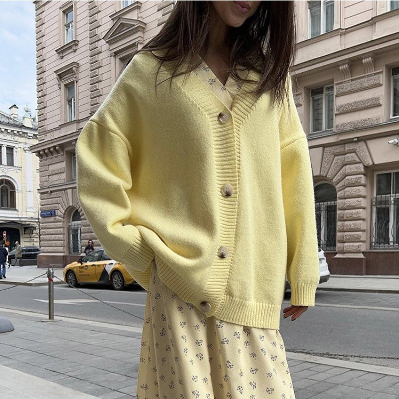 Simple and Loose Sweater Jacket