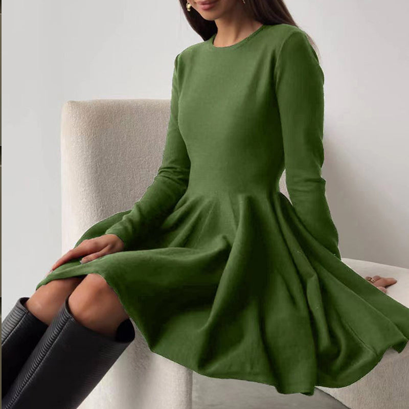 Round Neck Waist Knitted Dress