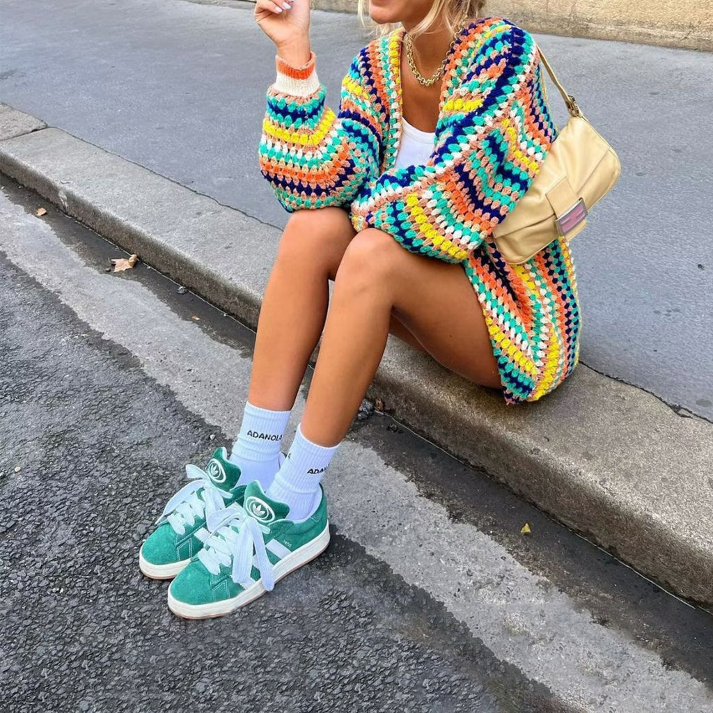 Colorful Striped Loose Cardigan Sweater