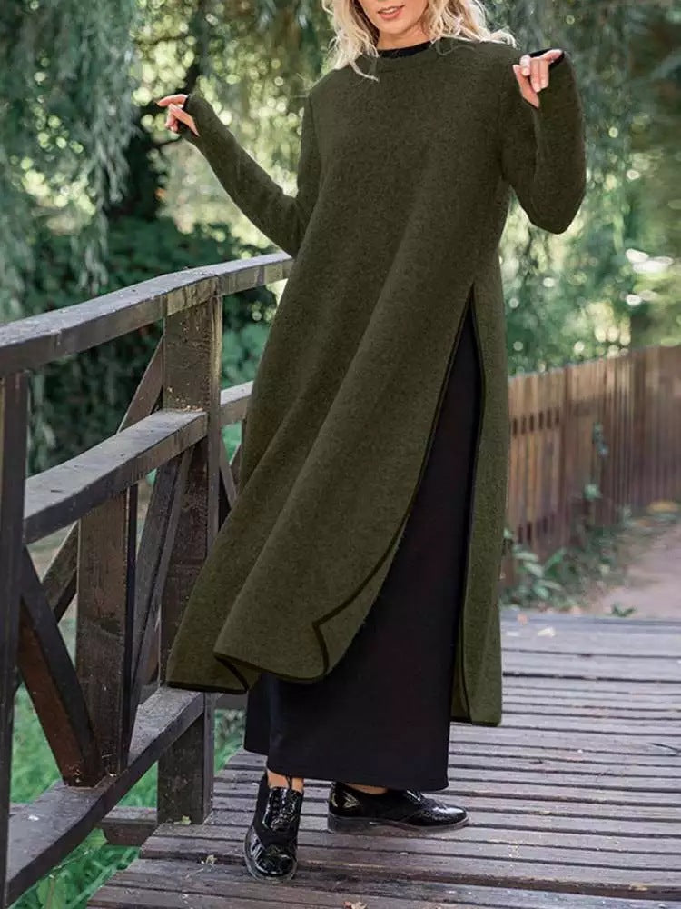 Autumn winter loose plus size knitted lace dress