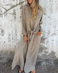 Casual Solid Shirt & Wide Leg Two-Piece Set