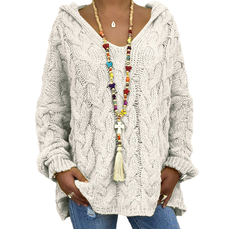 Women's Solid Color Hooded Sweater