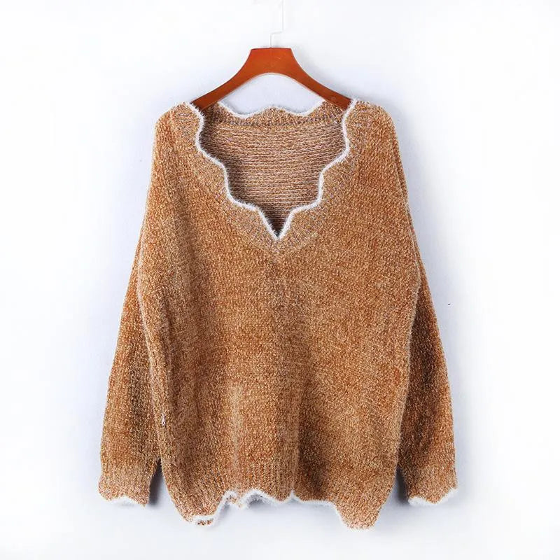 Mohair High Quality Wave Neck Sweater