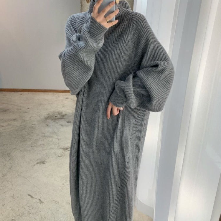 Casual straight sleeve knit dress