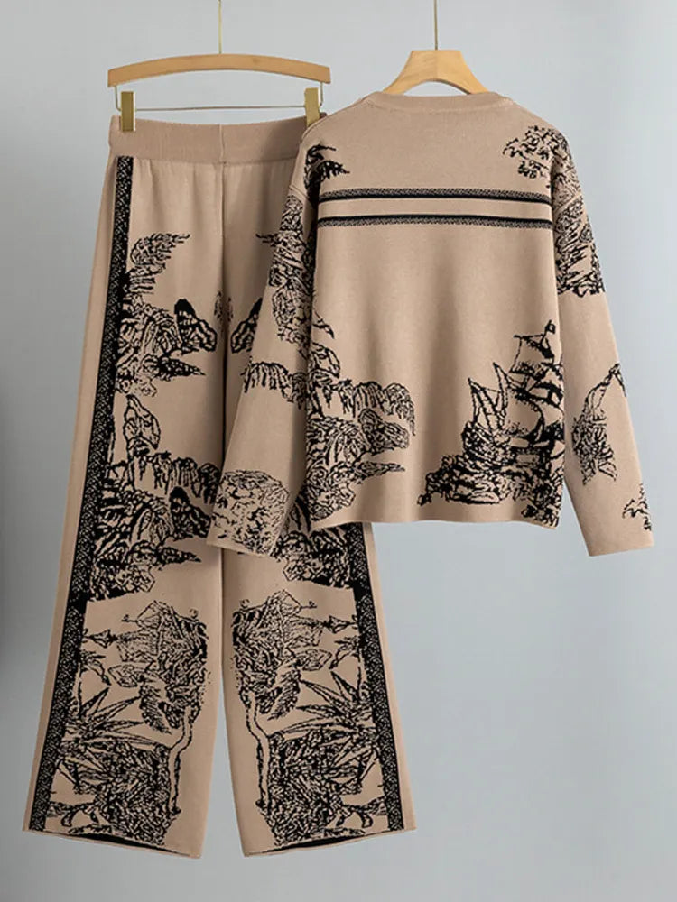 Ink Print Sweater Pants Set