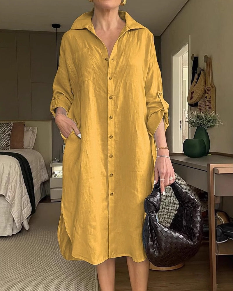 Casual Long Sleeve Shirt Dress