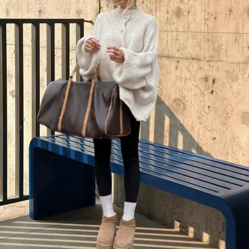 Casual Metal Button Bat-sleeve Sweater Cardigan
