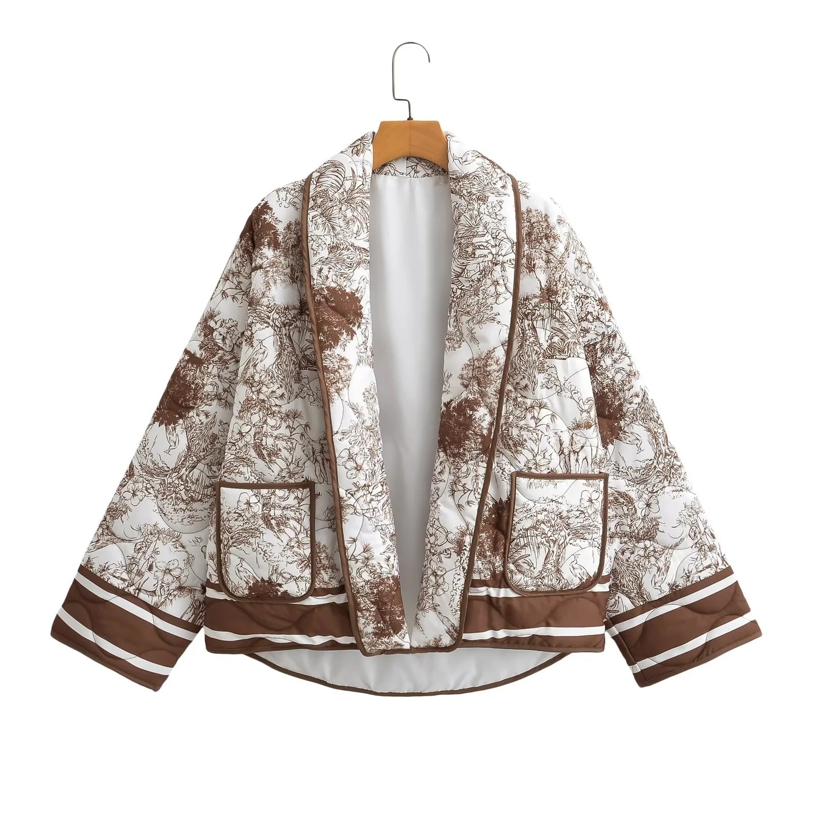 Border Printed Cotton-padded Jacket
