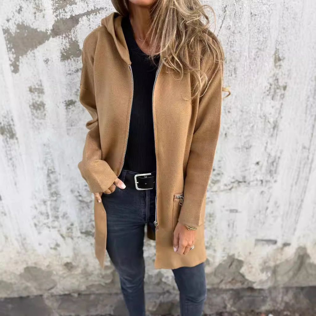 Casual Zipper and Long Hooded Coat