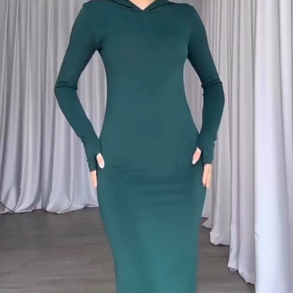 Knitted Hooded Tight Dress