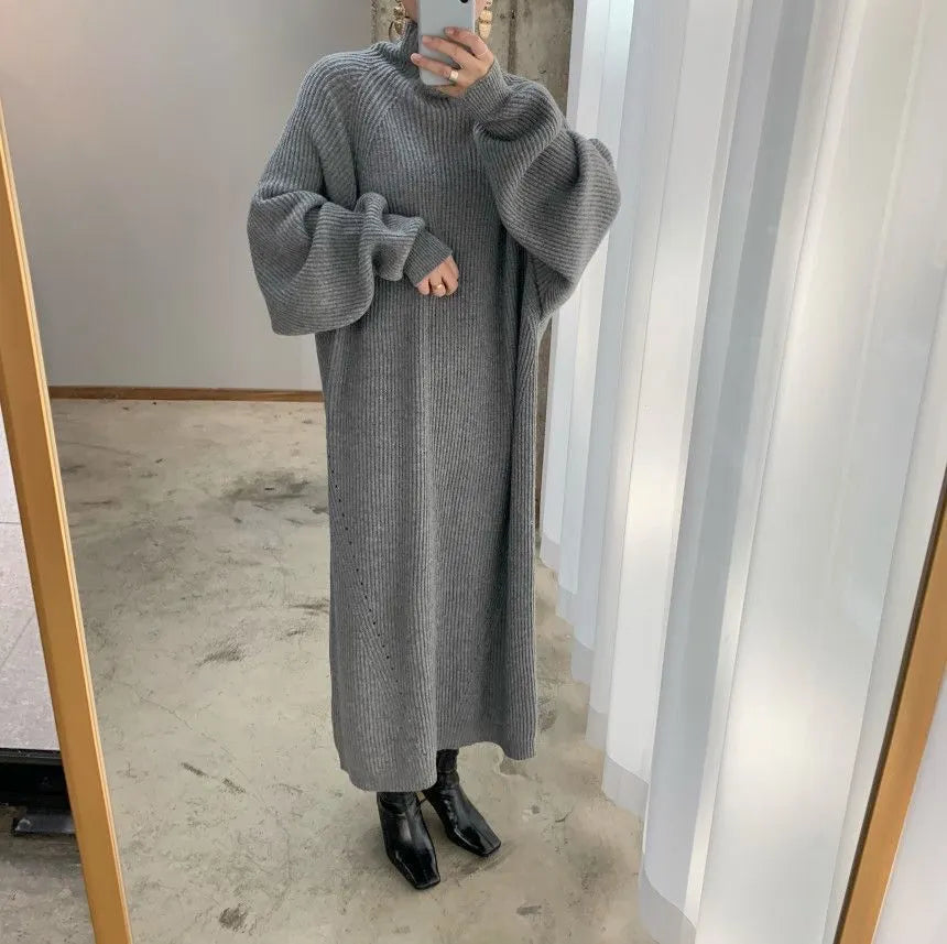 Casual straight sleeve knit dress