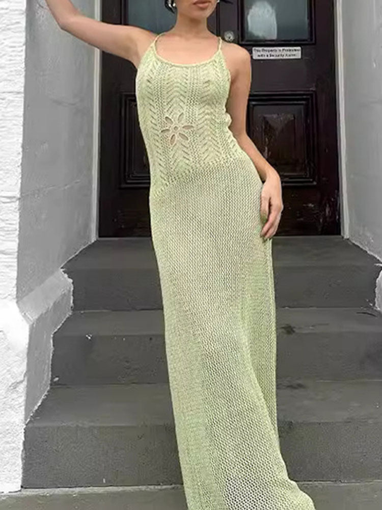 Floral Cutout Slim Knitted Dress