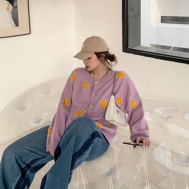 Sweet Daisy Pattern Casual Cardigan
