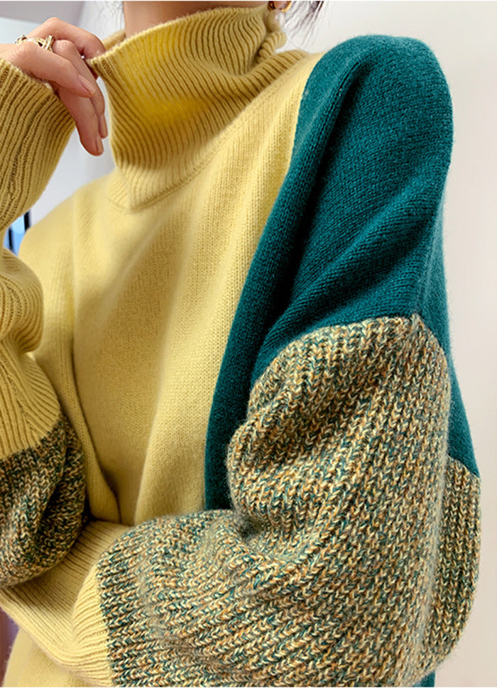 High Neck Contrast Sweater