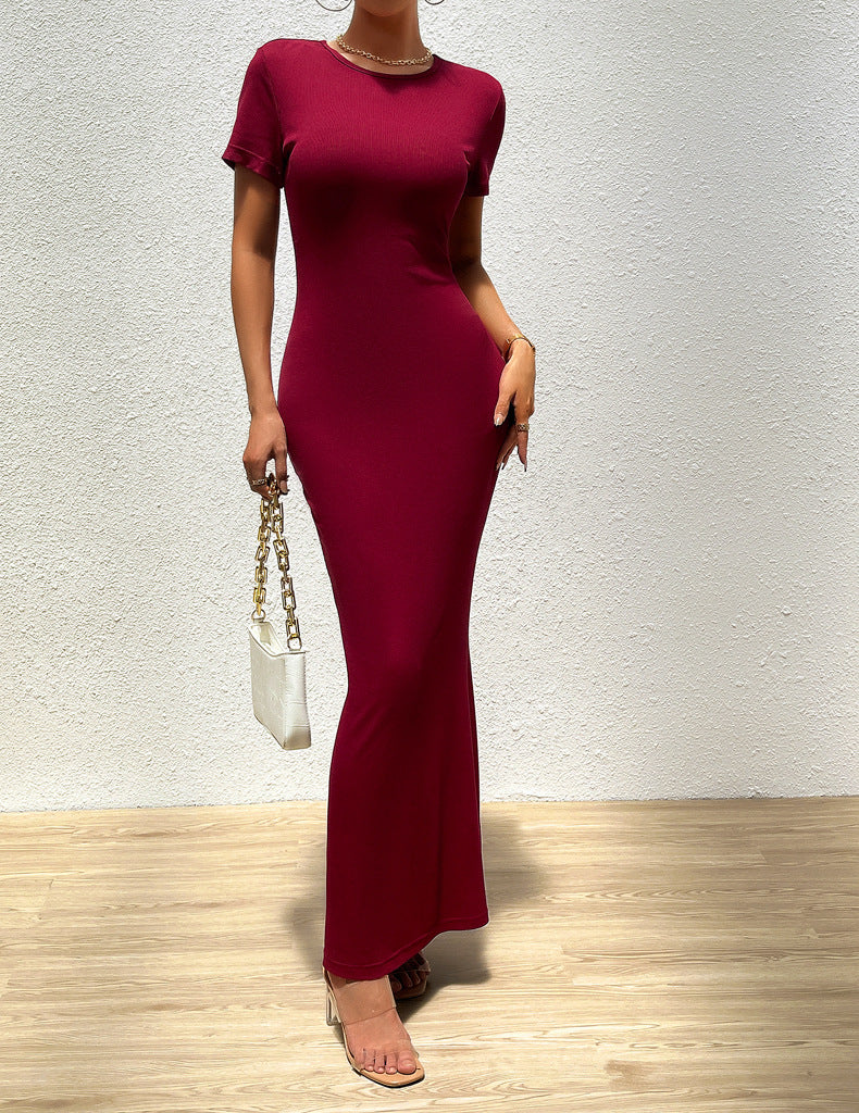 Elegant Round Neck Slim Fit Dress