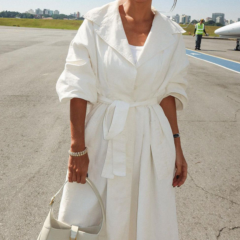 Stylish Elegant Solid Color Trench Coat