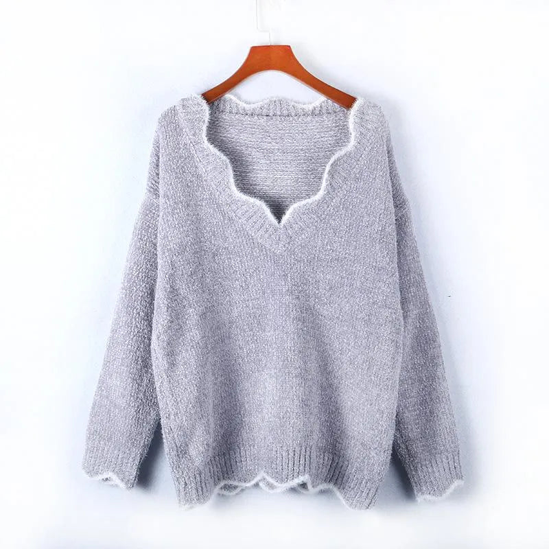 Mohair High Quality Wave Neck Sweater
