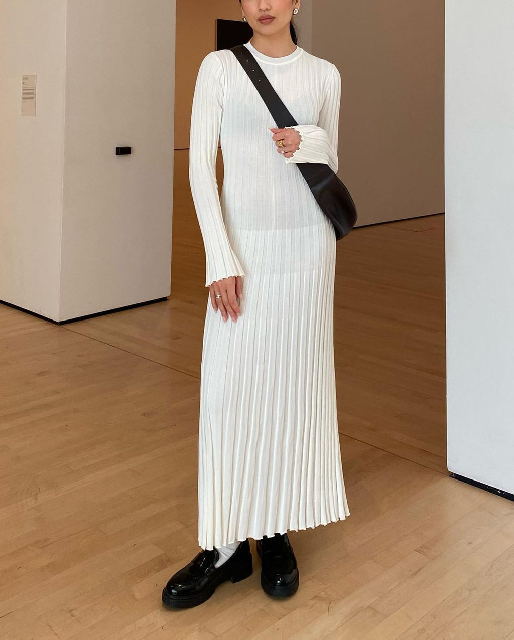 Casual Round Neck Knitted Long Skirt