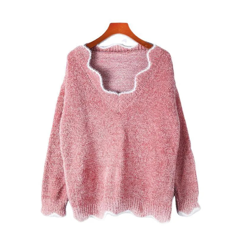 Mohair High Quality Wave Neck Sweater