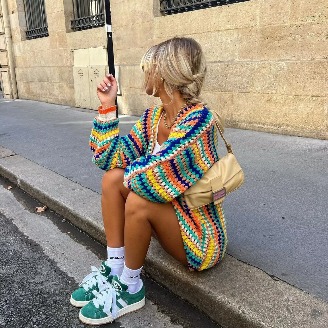 Colorful Striped Loose Cardigan Sweater