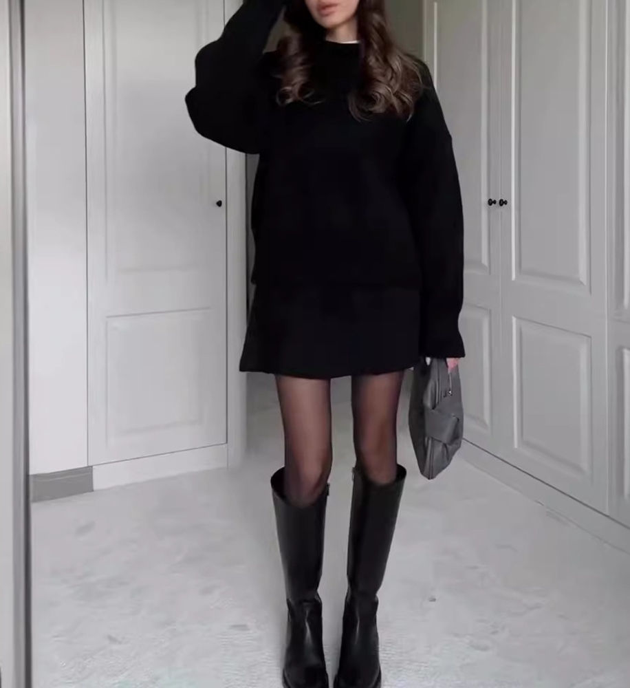 Casual Knitted Round Neck Two Pieces Set