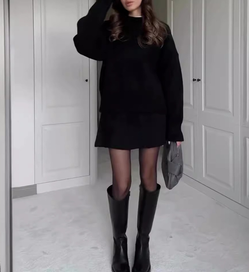 Casual Knitted Round Neck Two Pieces Set