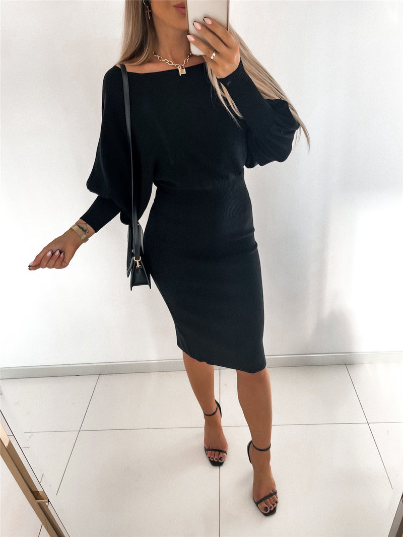 Temperament Knitting Solid Color Dress