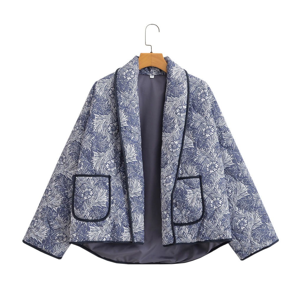 Border Printed Cotton-padded Jacket