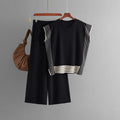 Stylish Striped Patchwork Solid Color Sleeveless Top & High Waist Pants Two-Piece Set