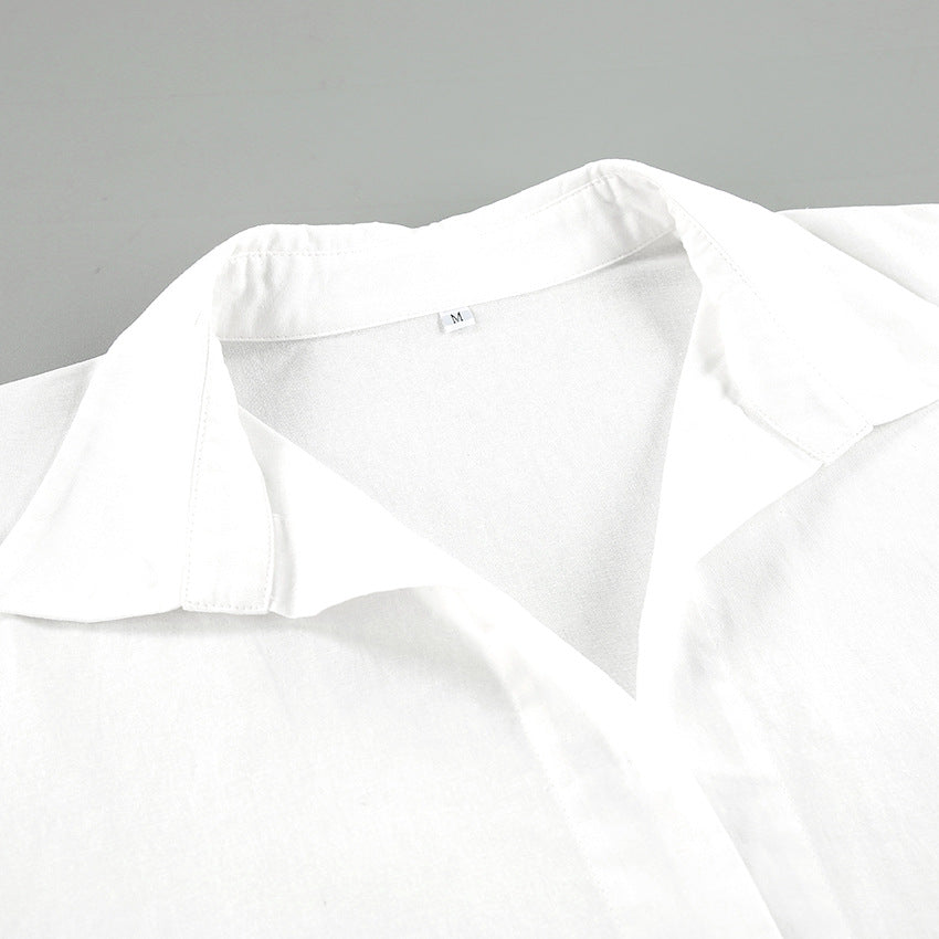 Leisure Versatile White Cotton Shirt
