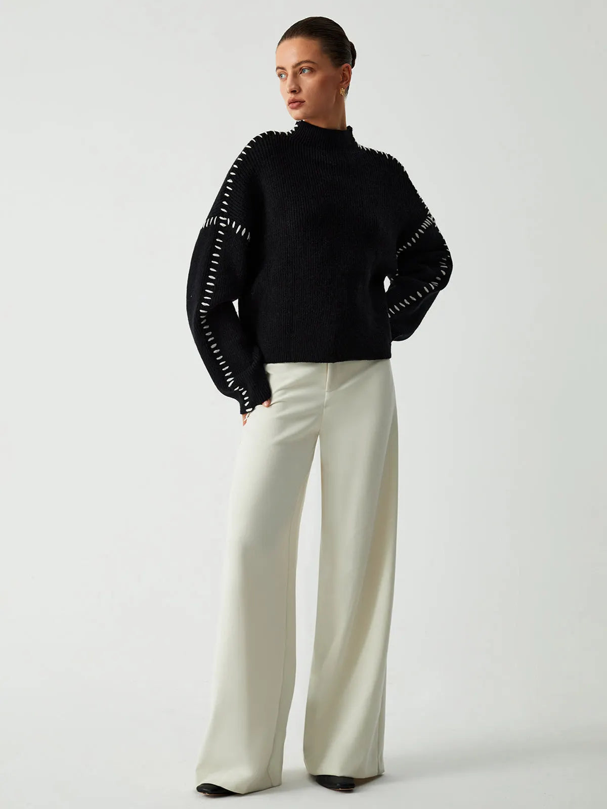 Shift The Focus Oversized Mockneck Sweater