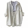 Fashion Shirt High Waist Drawstring Shorts Set