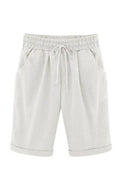 Solid Casual Self-tie Side Pockets Short Pants